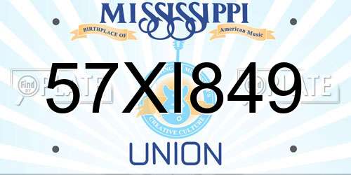 57XI849 Mississippi License Plate