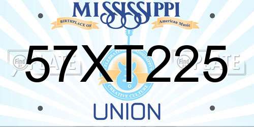 57XT225 Mississippi License Plate