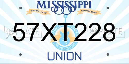 57XT228 Mississippi License Plate