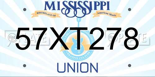 57XT278 Mississippi License Plate