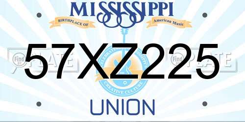 57XZ225 Mississippi License Plate