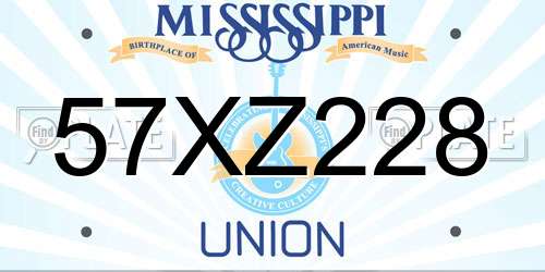 57XZ228 Mississippi License Plate