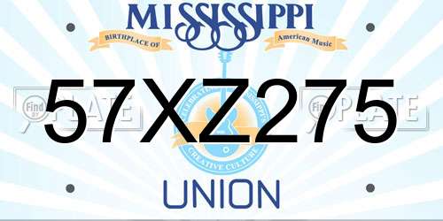 57XZ275 Mississippi License Plate