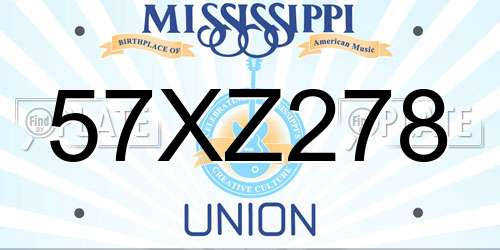 57XZ278 Mississippi License Plate