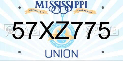 57XZ775 Mississippi License Plate
