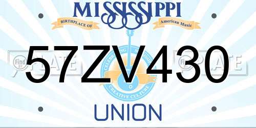 57ZV430 Mississippi License Plate