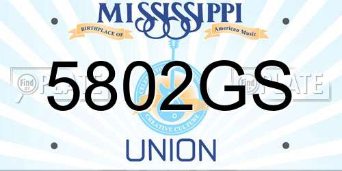5802GS Mississippi License Plate
