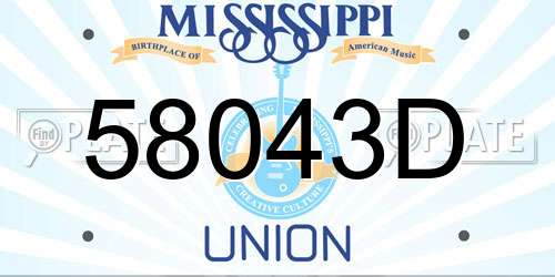 58043D Mississippi License Plate