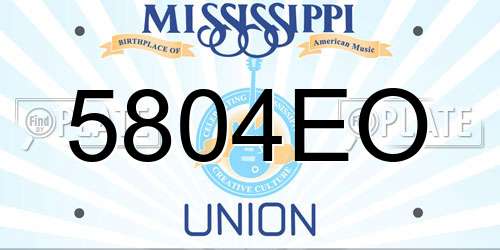 5804EO Mississippi License Plate