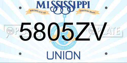 5805ZV Mississippi License Plate