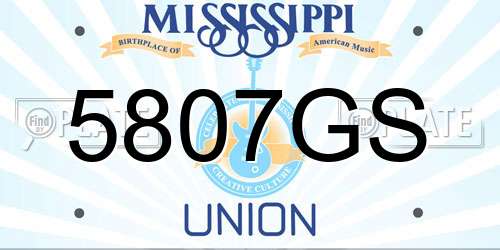 5807GS Mississippi License Plate