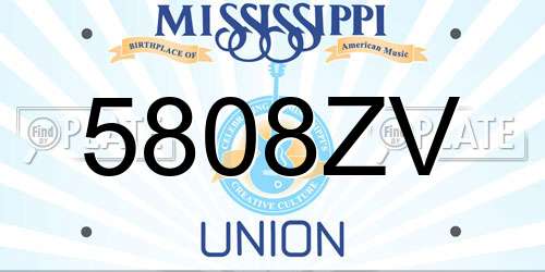 5808ZV Mississippi License Plate
