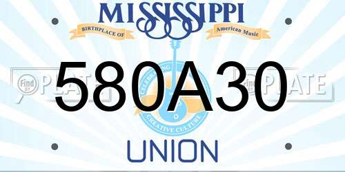 580A30 Mississippi License Plate