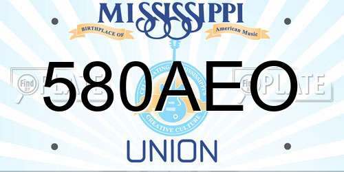 580AEO Mississippi License Plate