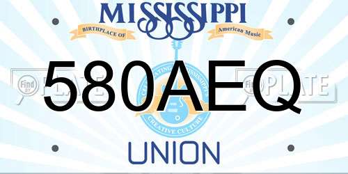 580AEQ Mississippi License Plate