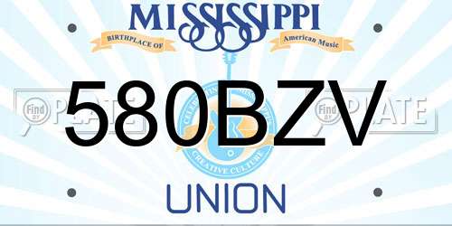 580BZV Mississippi License Plate