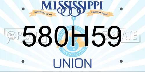 580H59 Mississippi License Plate