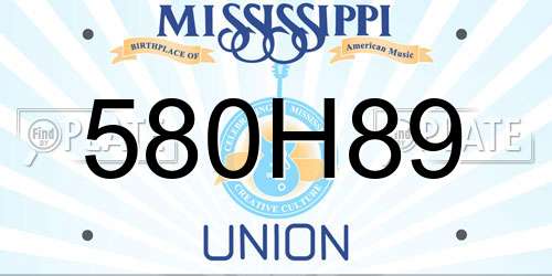 580H89 Mississippi License Plate