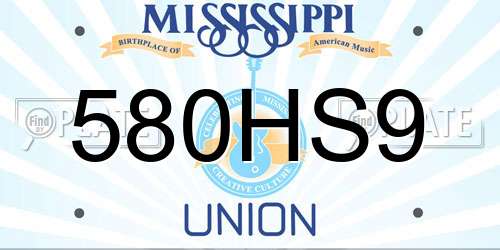 580HS9 Mississippi License Plate