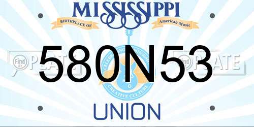 580N53 Mississippi License Plate