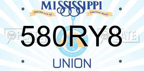 580RY8 Mississippi License Plate