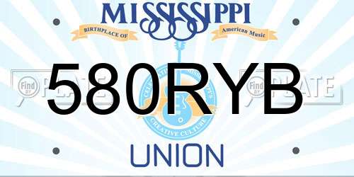 580RYB Mississippi License Plate
