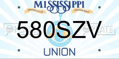 580SZV Mississippi License Plate