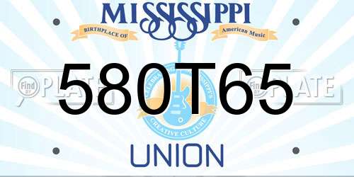 580T65 Mississippi License Plate