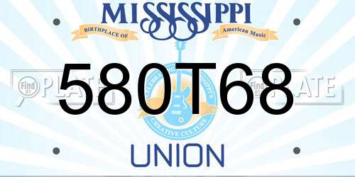 580T68 Mississippi License Plate
