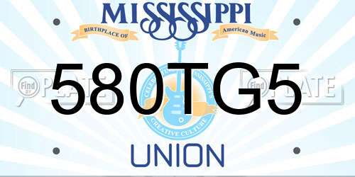 580TG5 Mississippi License Plate