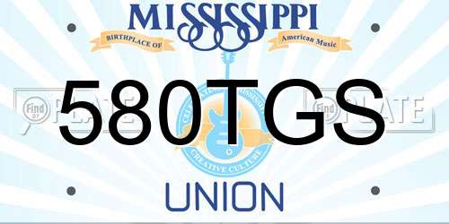 580TGS Mississippi License Plate