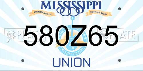 580Z65 Mississippi License Plate