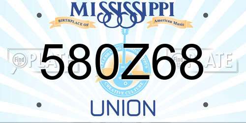 580Z68 Mississippi License Plate