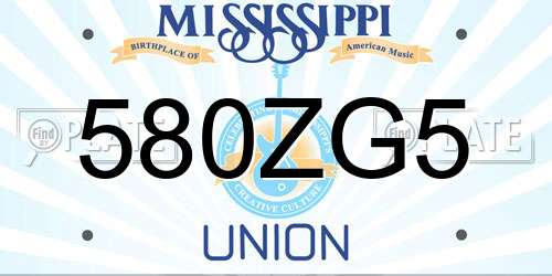 580ZG5 Mississippi License Plate