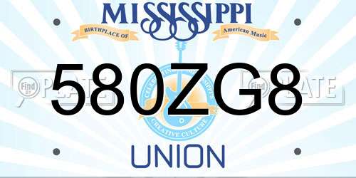 580ZG8 Mississippi License Plate
