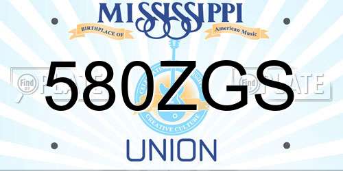580ZGS Mississippi License Plate