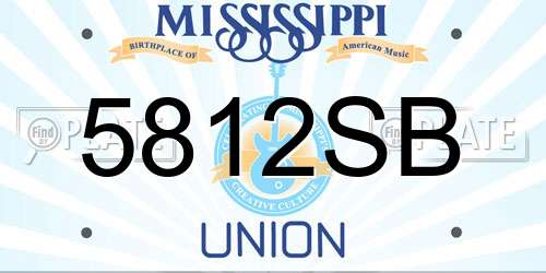 5812SB Mississippi License Plate