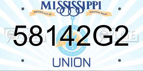 58142G2 Mississippi License Plate