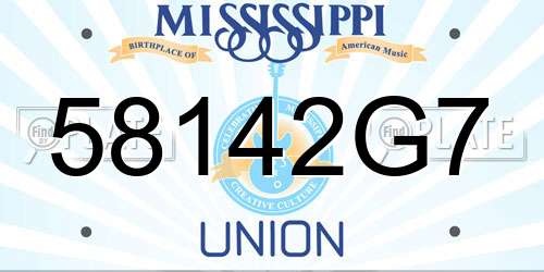 58142G7 Mississippi License Plate