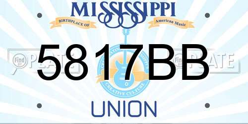 5817BB Mississippi License Plate