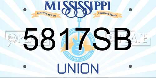 5817SB Mississippi License Plate