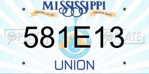 581E13 Mississippi License Plate