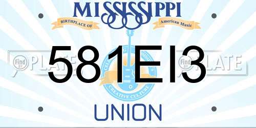 581EI3 Mississippi License Plate