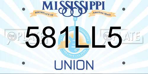 581LL5 Mississippi License Plate