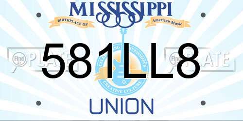 581LL8 Mississippi License Plate