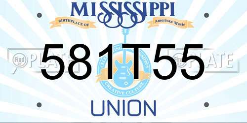 581T55 Mississippi License Plate