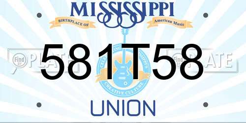 581T58 Mississippi License Plate