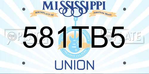 581TB5 Mississippi License Plate
