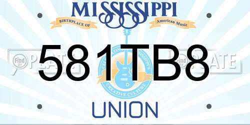 581TB8 Mississippi License Plate