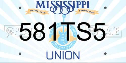 581TS5 Mississippi License Plate